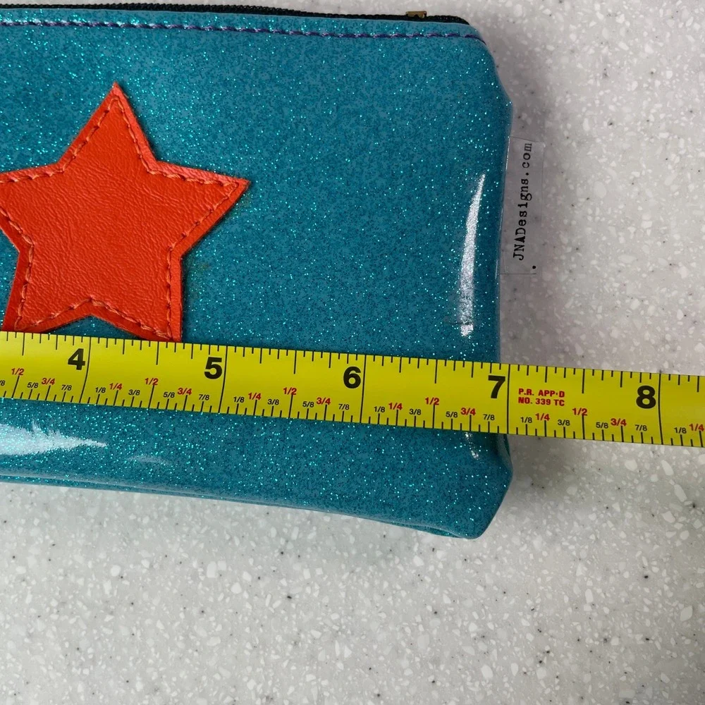 Handmade Artist JNA Designs Jenifer Nakatsu Arntson Blue Glitter Star Makeup Bag